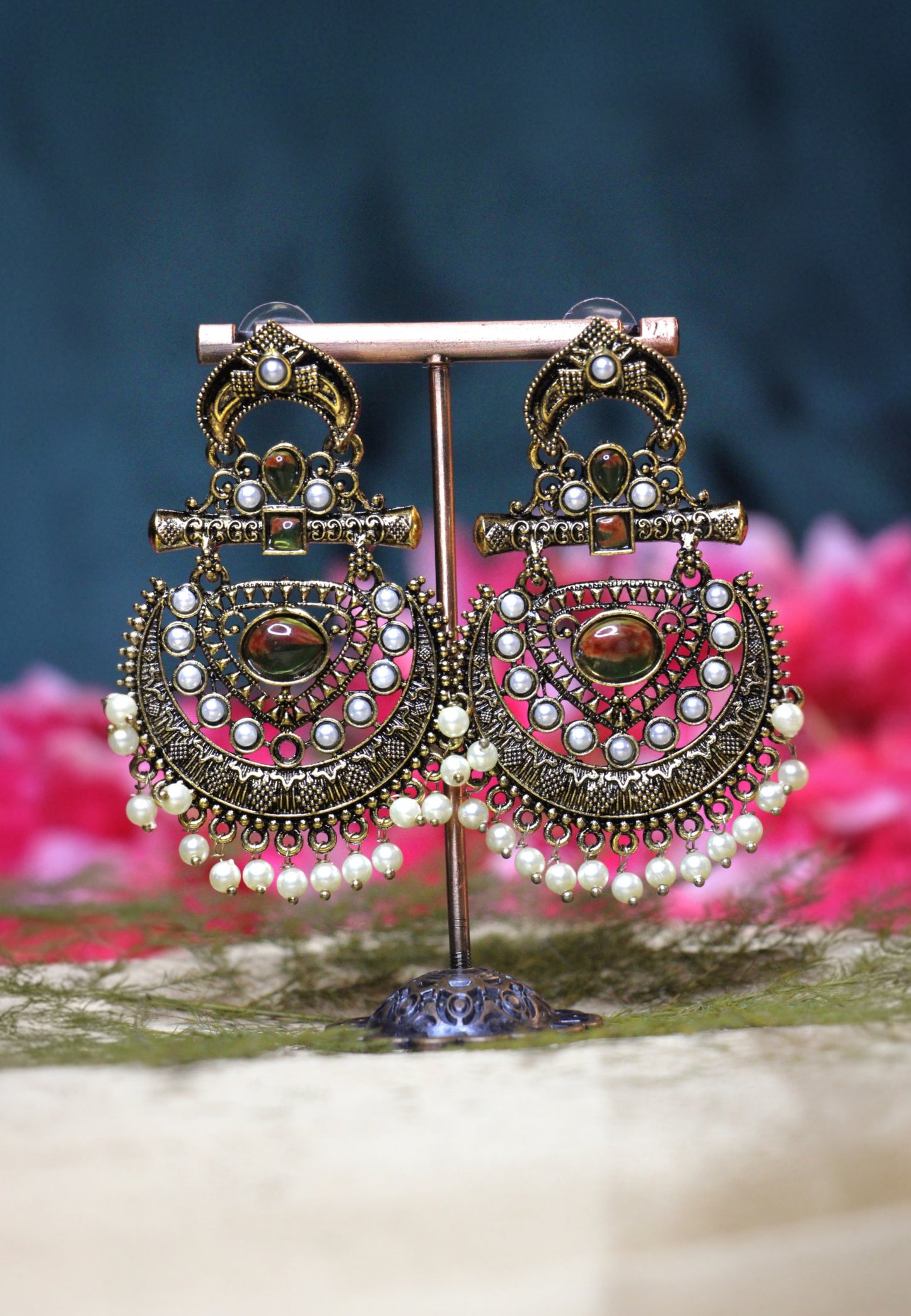 Gold Oxidized Chandbali Earrings | OX06 | Tangamala