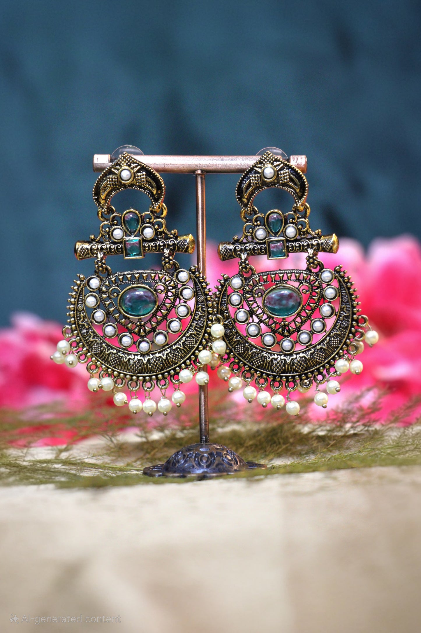 Gold Oxidized Chandbali Earrings | OX06 | Tangamala
