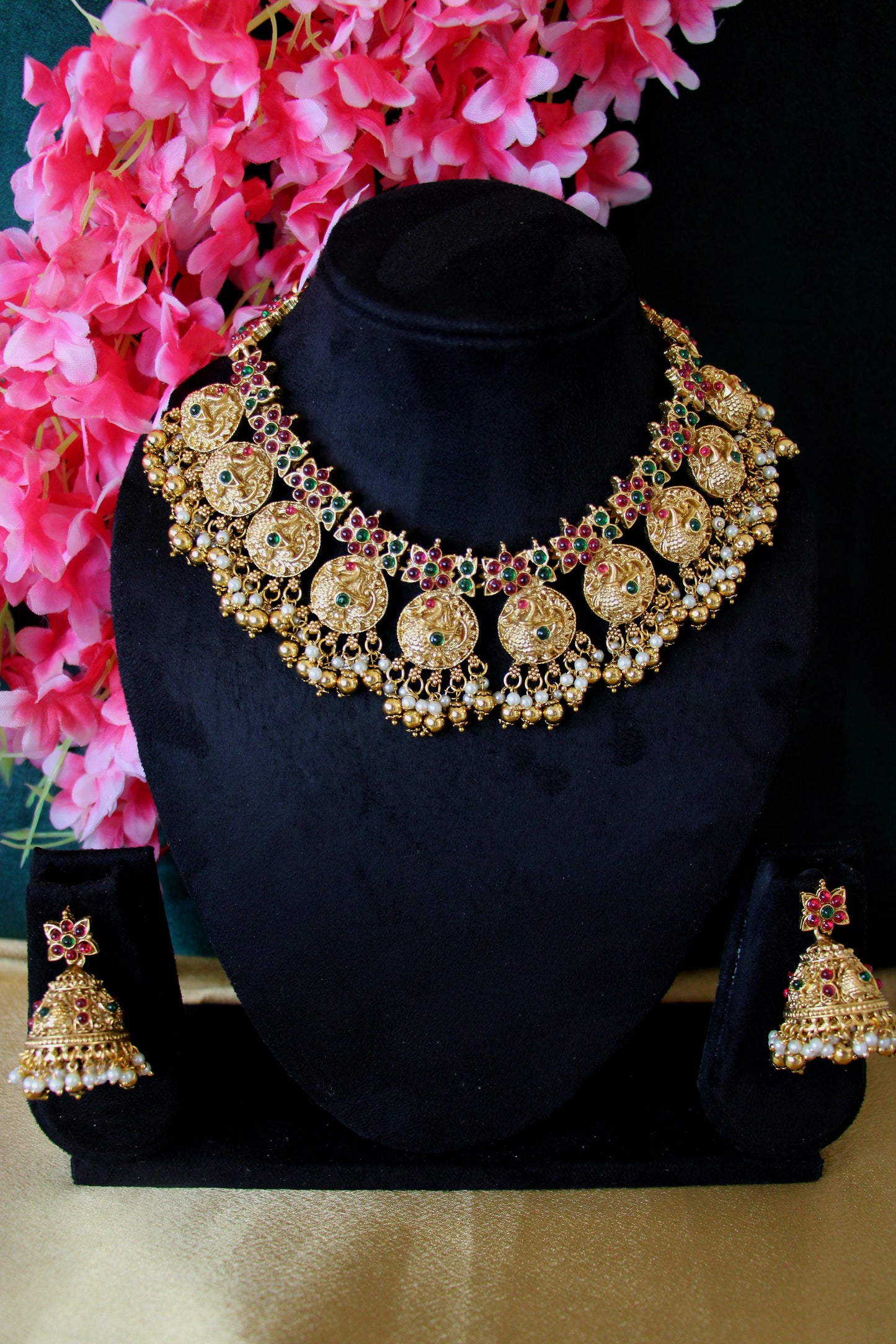 Lotus Pearl Choker Set | NK15 | Traditional Floral Design | Tangamala