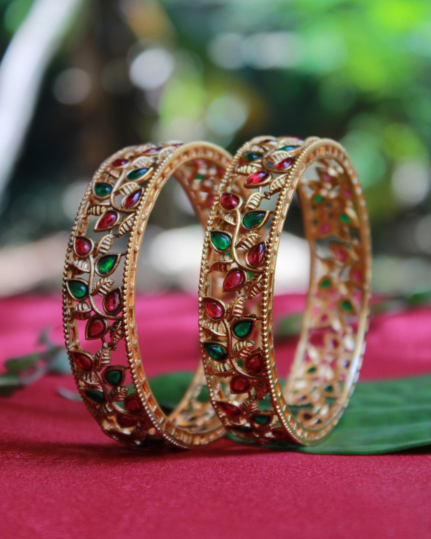 Leaf Design Multi Colored Bangles 2pcs | BN02 | Tangamala
