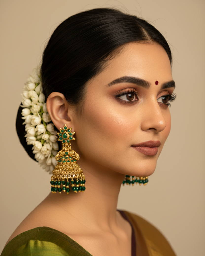 Peacock Emerald Green Jhumka | JK20 | Tangamala