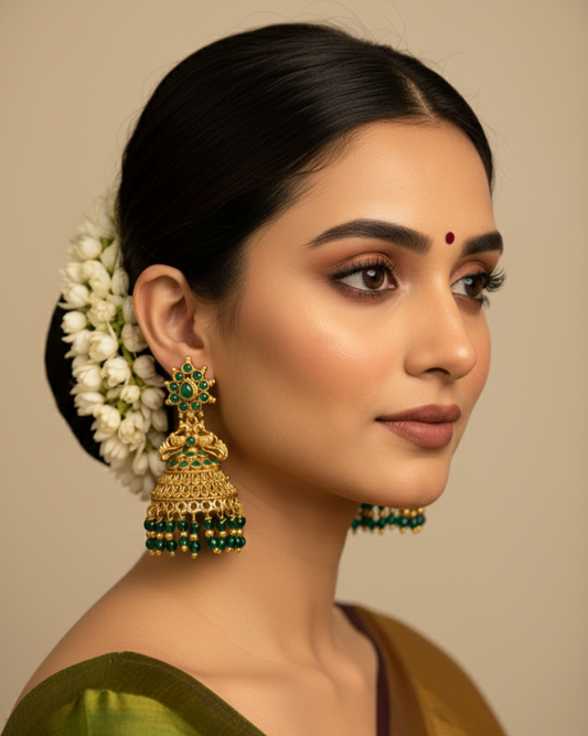 Peacock Emerald Green Jhumka | JK20 | Tangamala