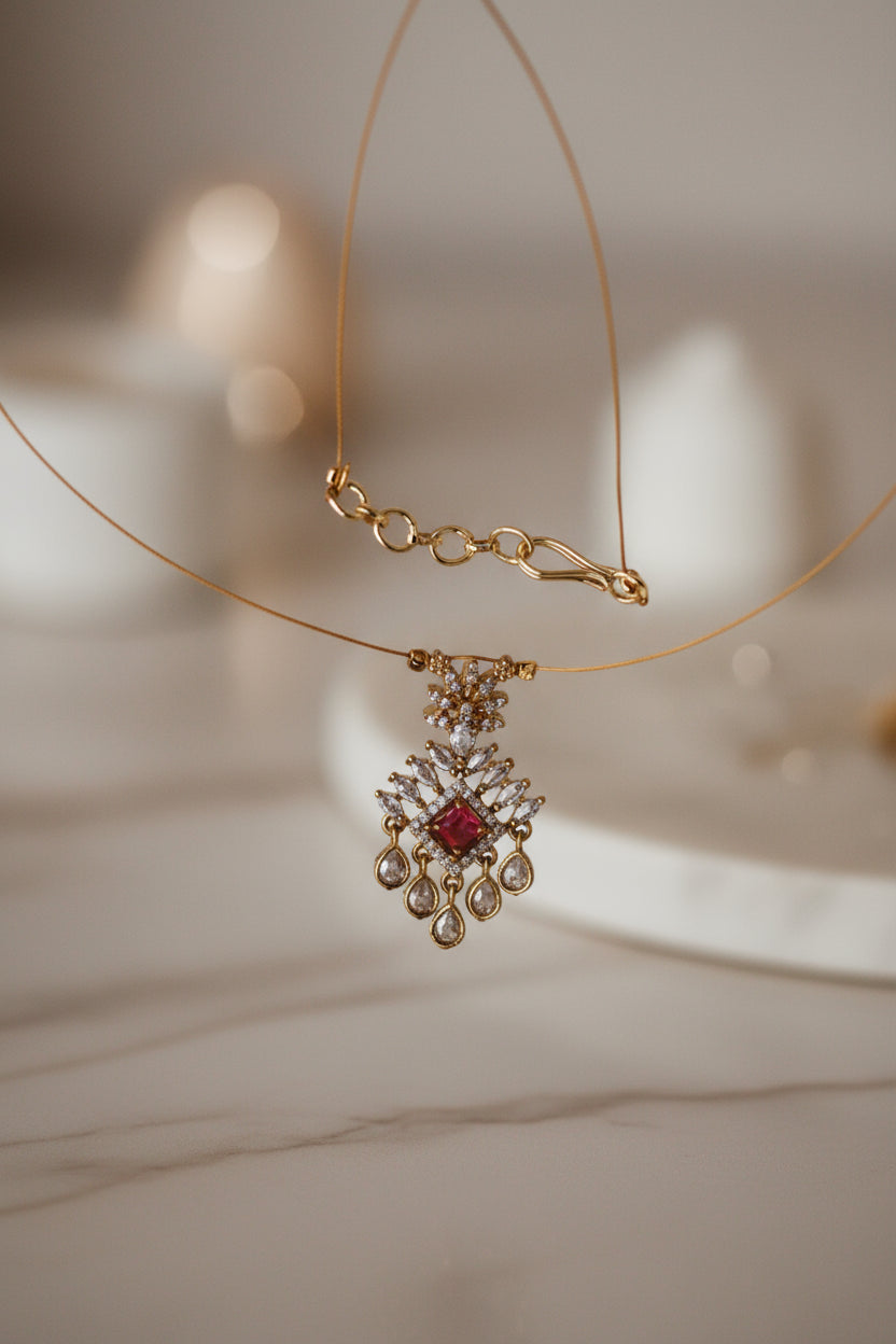 Polki Style Pendant Invisible Chain | IC13 | Tangamala