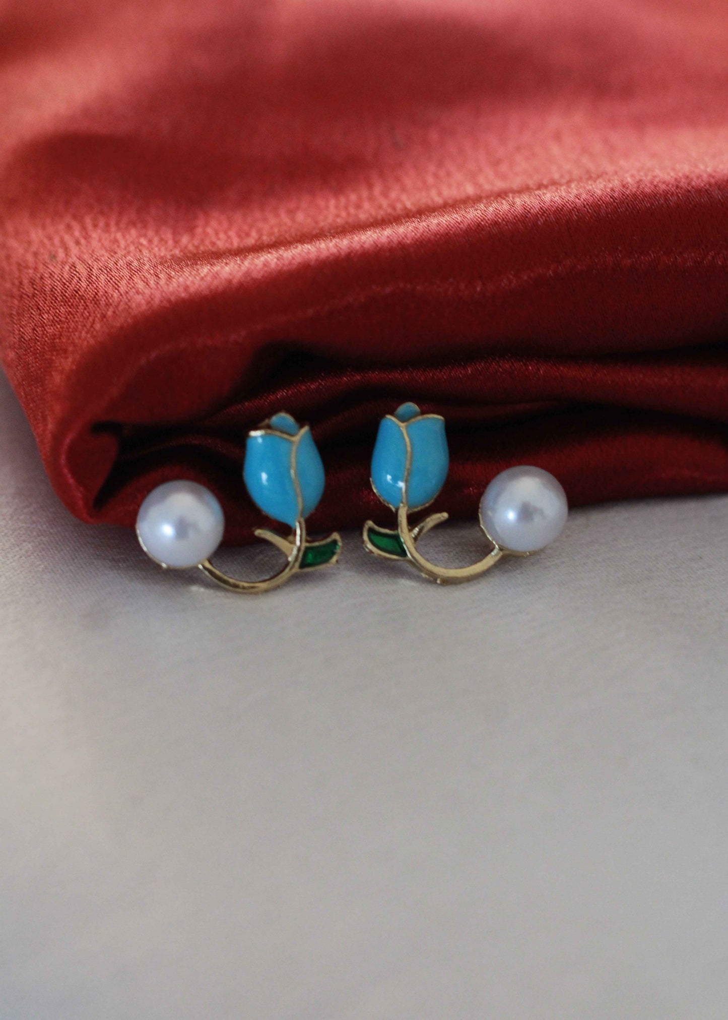 Korean Petal and Pearl Stud Earrings | FC19 | Tangamala