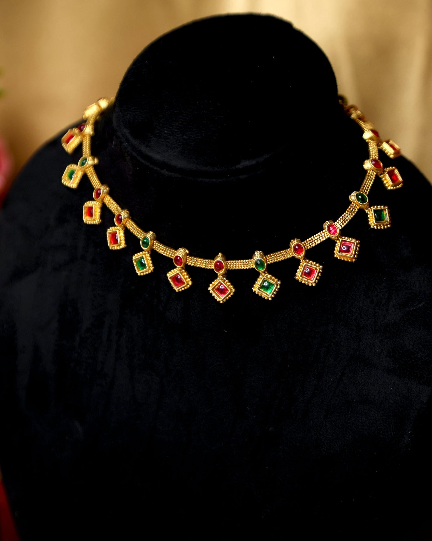 (TMCK011) Ruby Mix Color stone choker - Tangamala Jewellery