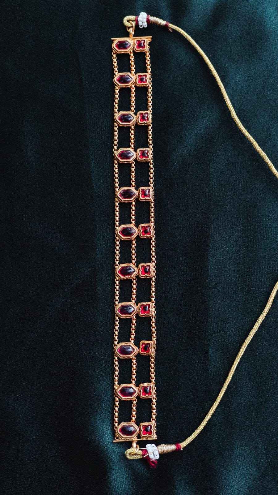 Layered Ruby Stone Choker with Earrings | TMCK002 | Tangamala