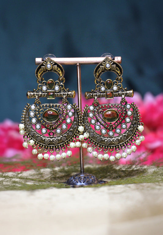 Gold Oxidized Chandbali Earrings | OX06 | Tangamala