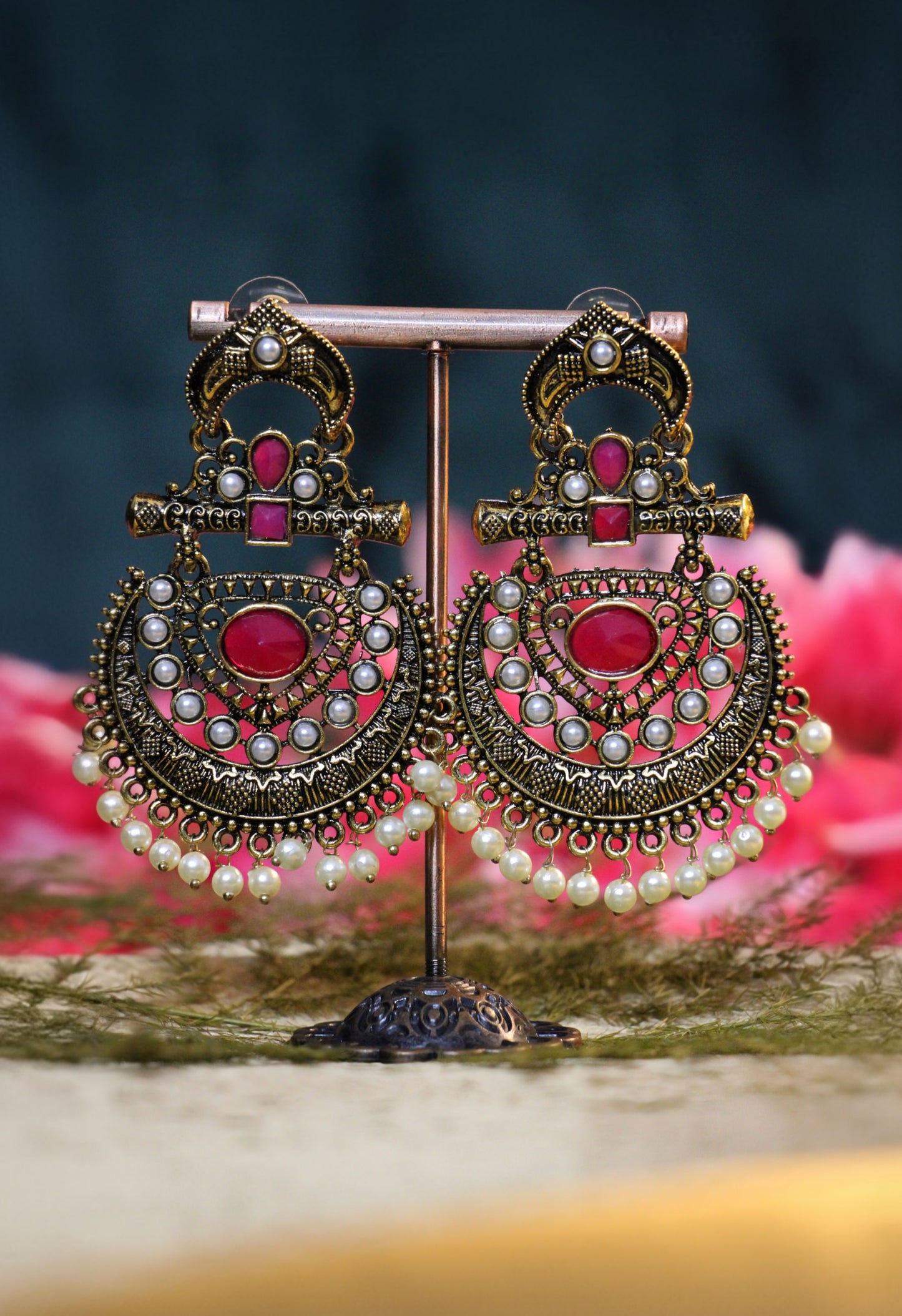 Gold Oxidized Chandbali Earrings | OX06 | Tangamala