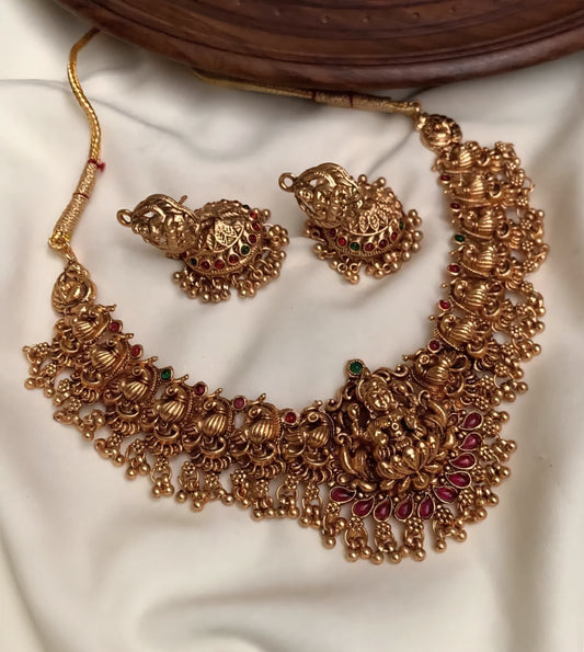Lakshmi Peacock Carved Bridal Necklace | NK27 | Tangamala