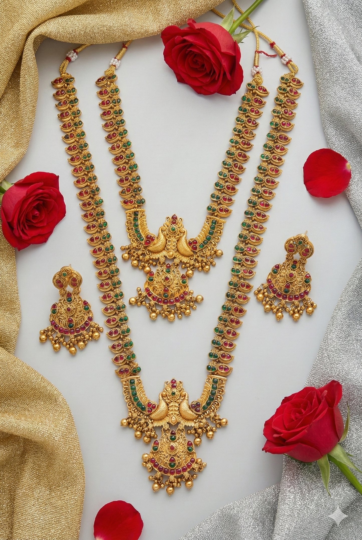 Peacock Temple Bridal Necklace Set | BS09 | Tangamala