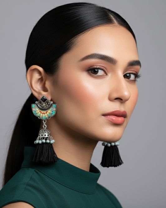 Boho Midnight Tassel Drop Earrings | ER02 | Tangamala