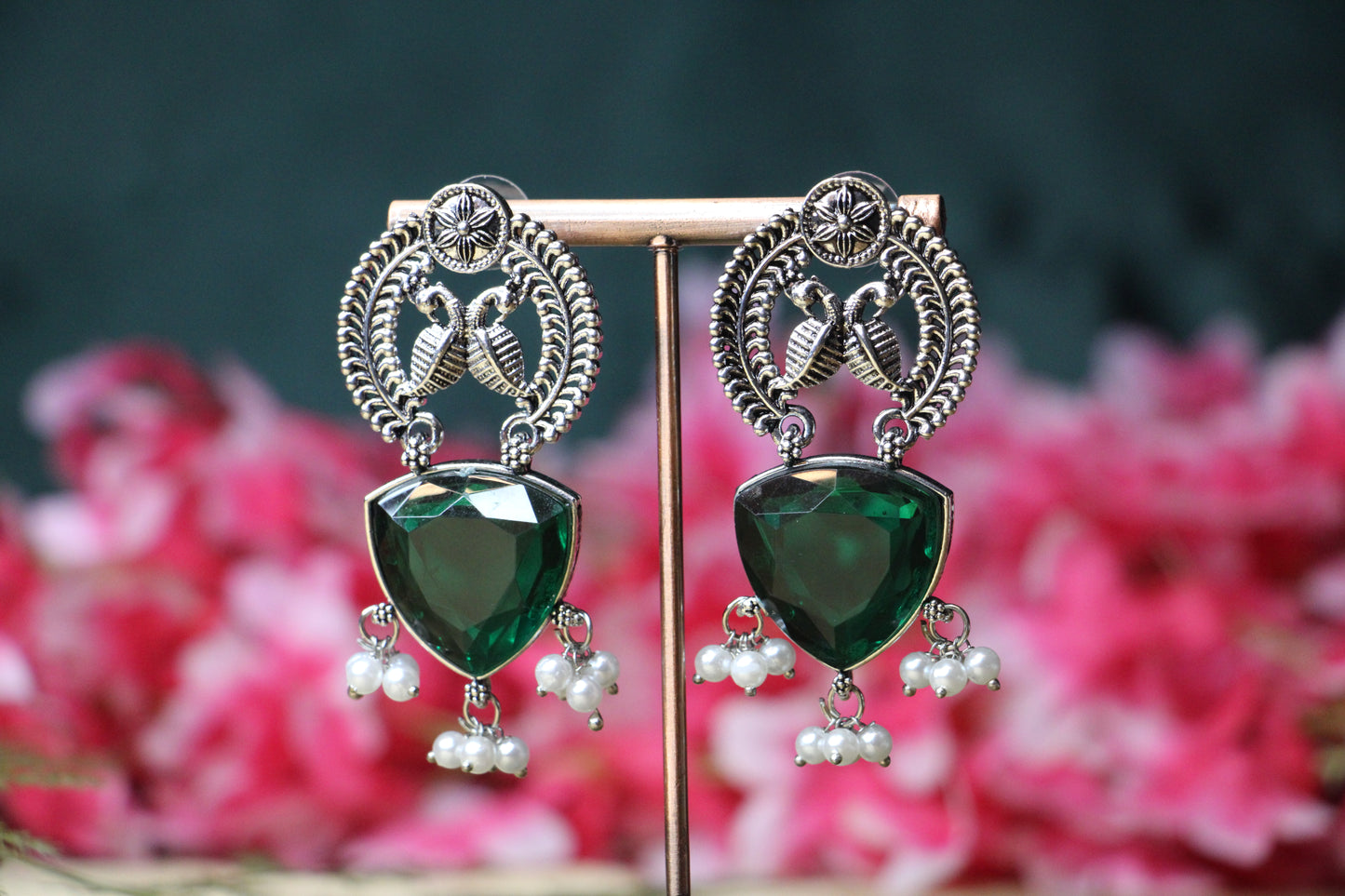Silver Peacock Jhumka Earrings | OX11 | Tangamala
