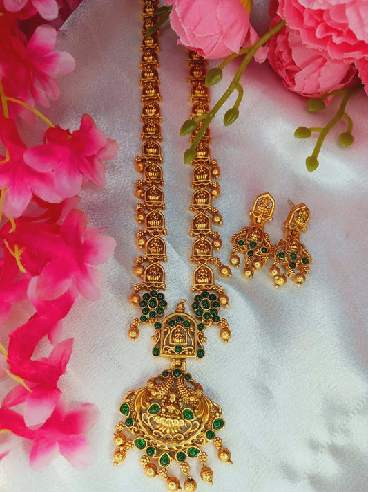 (TMLH001) Lekshmi Long Haram Antique with studs - Tangamala Jewellery