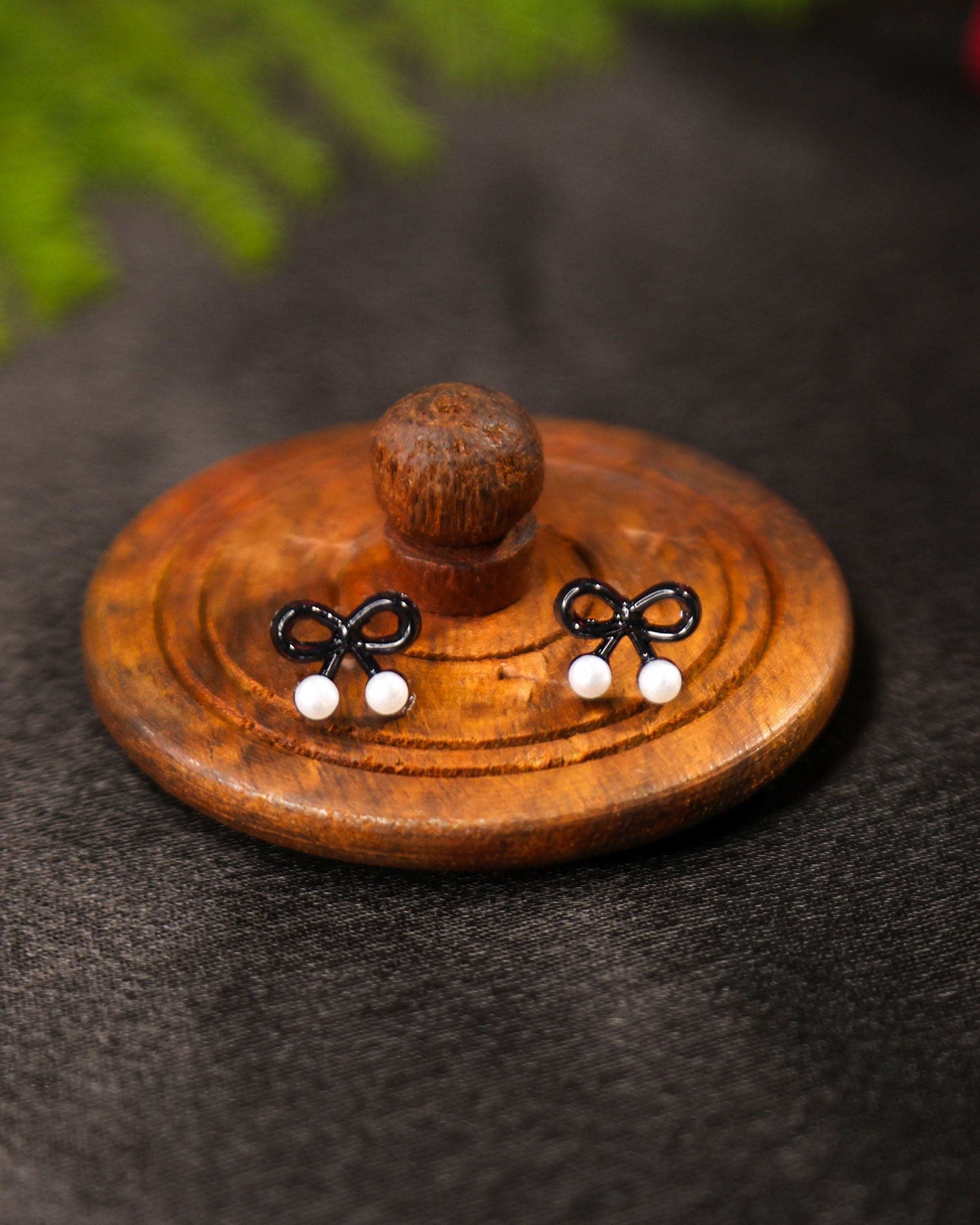 Ribbon pearl studs - Tangamala Jewellery