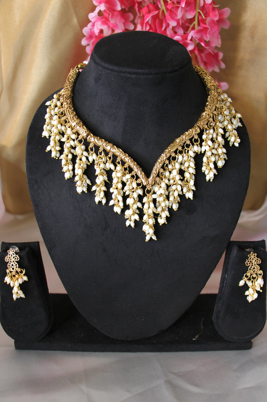 Rice Pearl Neck Set | NK16 | Tangamala Jewellery