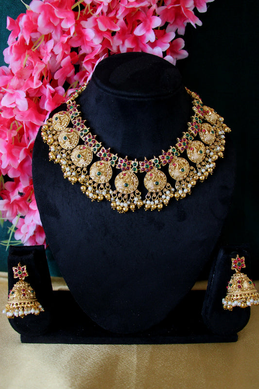 Lotus Pearl Choker Set | NK15 | Traditional Floral Design | Tangamala
