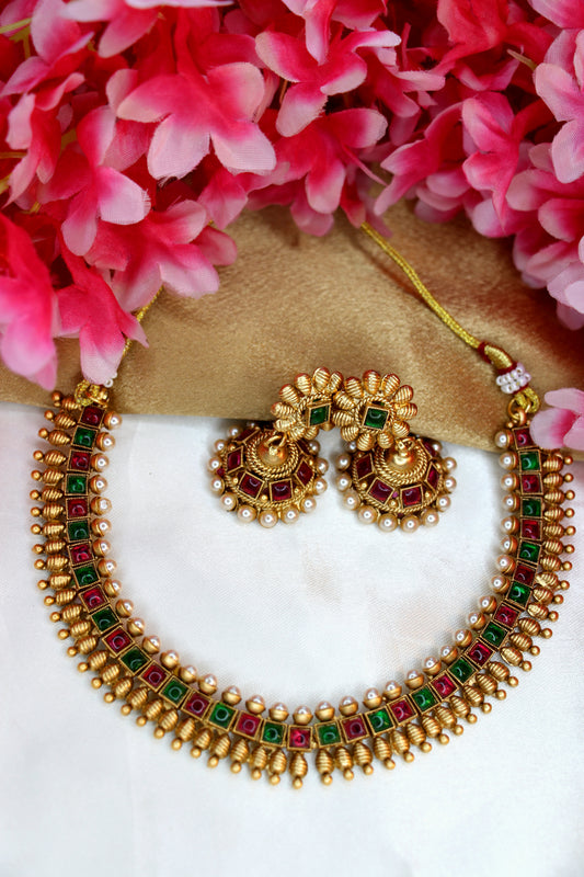 Traditional Gemstone Choker Set | NK19 | Tangamala Jewellery