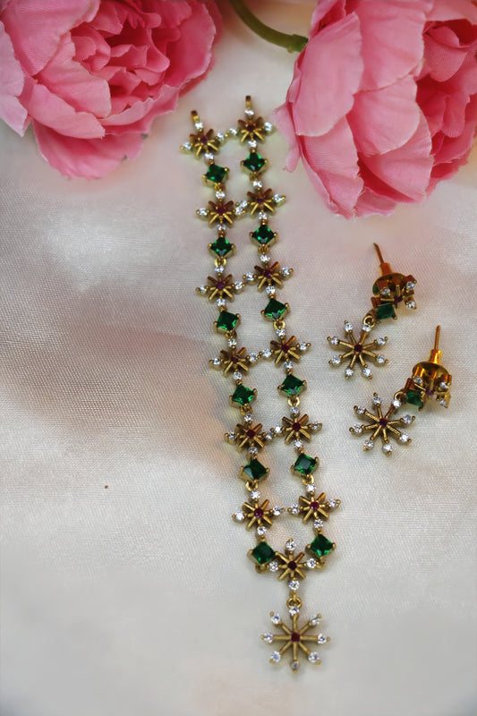 Flower AD Stone Neckpiece | NK23 | Tangamala Jewellery