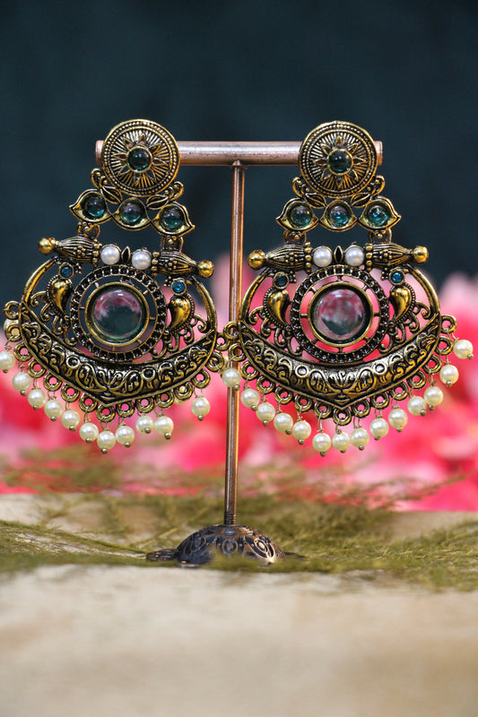 Gold Oxidized Drop Earrings | OX04 | Tangamala