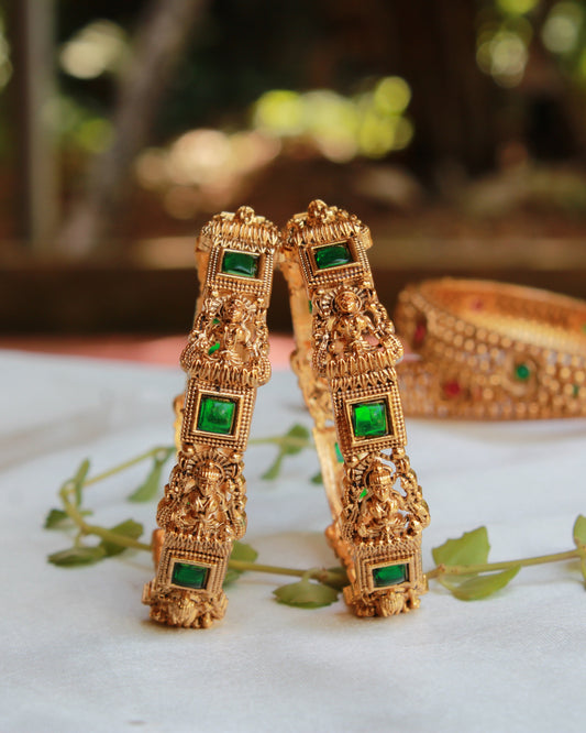 Lakshmi with Square Stone Bangles 2pcs | BN06 | Tangamala