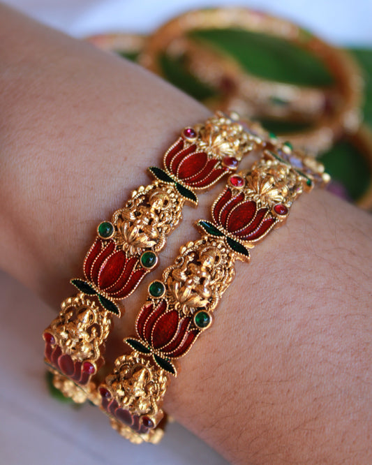 Lotus with Lekshmi Design Bangles | BN11 | Tangamala