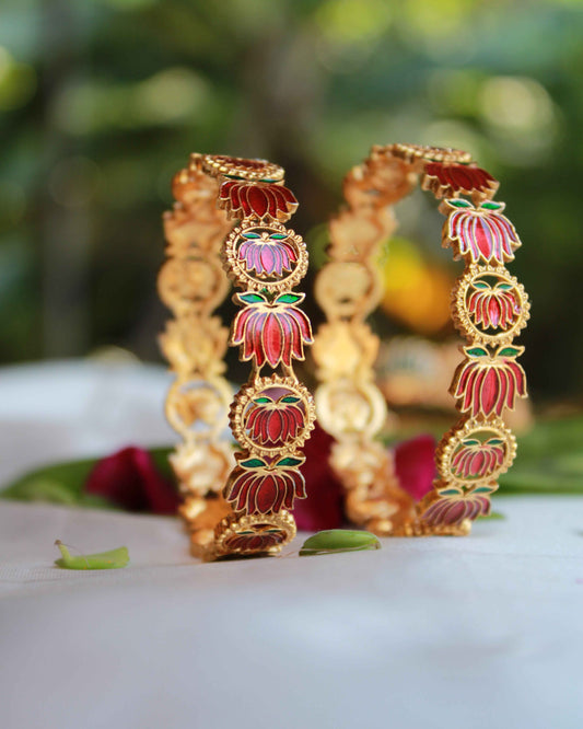 Lotus with Lekshmi Design Bangles | BN11 | Tangamala