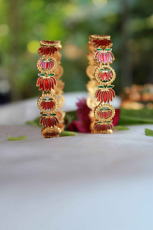 Lotus with Lekshmi Design Bangles | BN11 | Tangamala