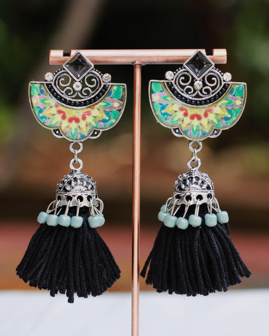 Boho Midnight Tassel Drop Earrings | ER02 | Tangamala