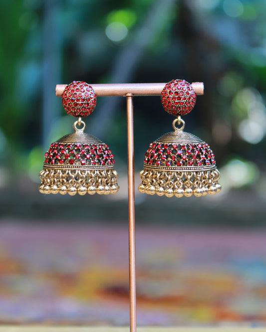 Garnet Glow Jhumka Earrings | JK21 | Tangamala