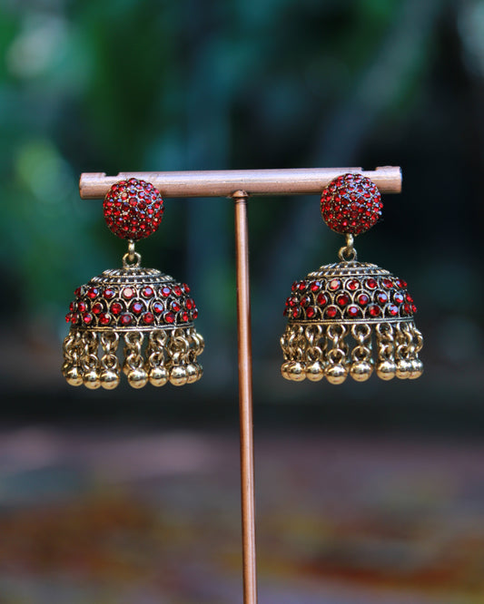 Emerald Dome Jhumka Earrings | JK22 | Tangamala