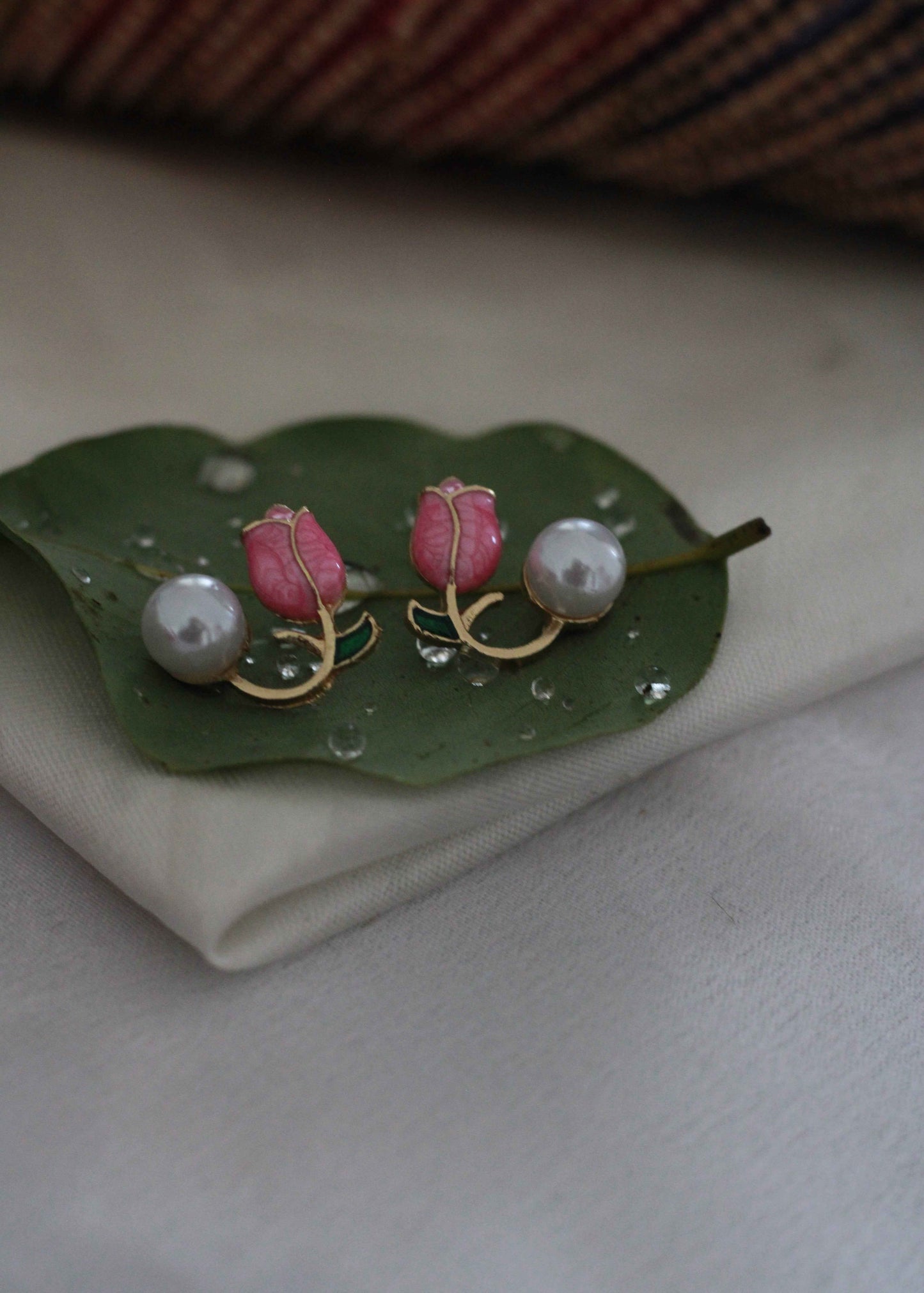 Korean Petal and Pearl Stud Earrings | FC19 | Tangamala