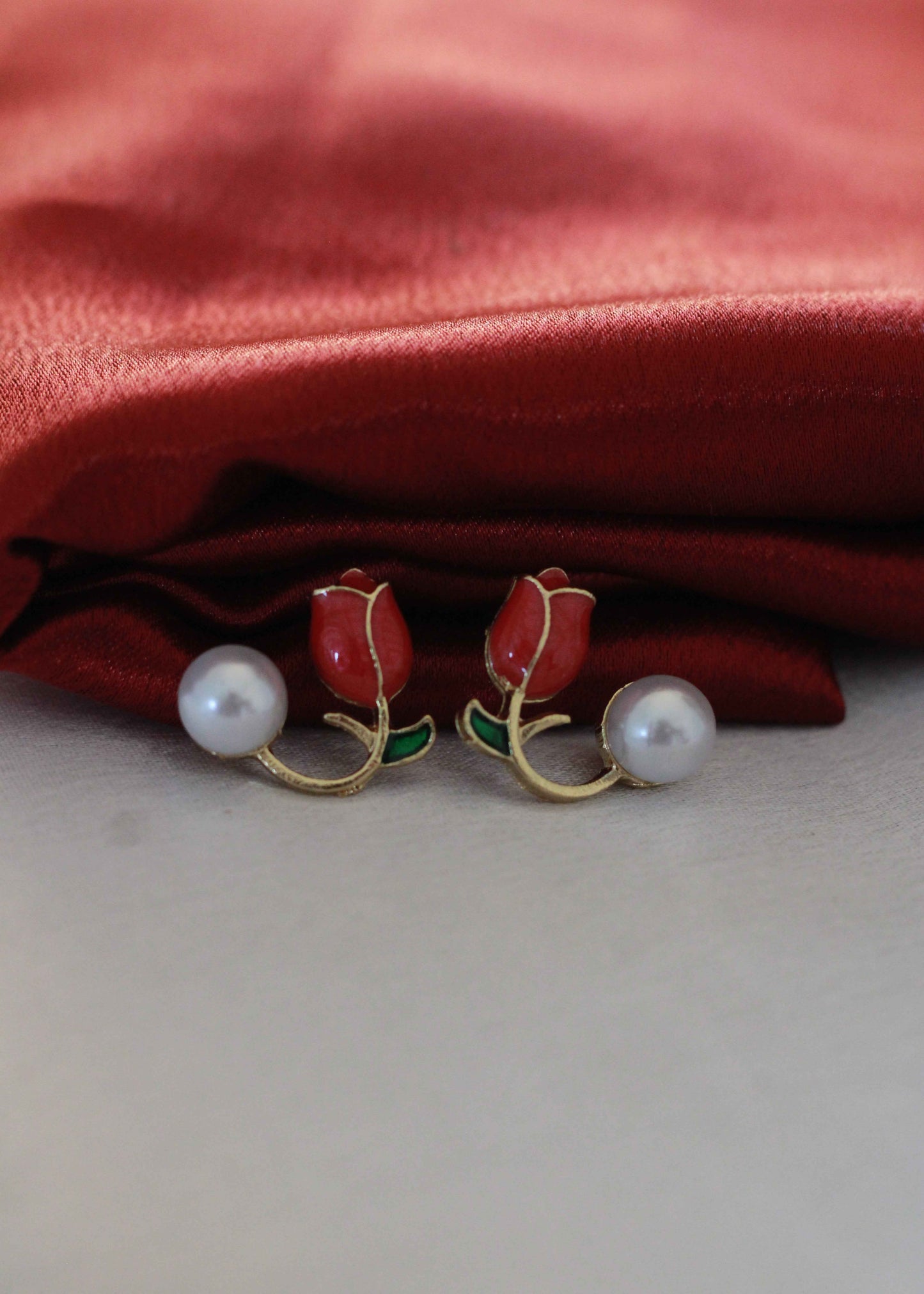 Korean Petal and Pearl Stud Earrings | FC19 | Tangamala