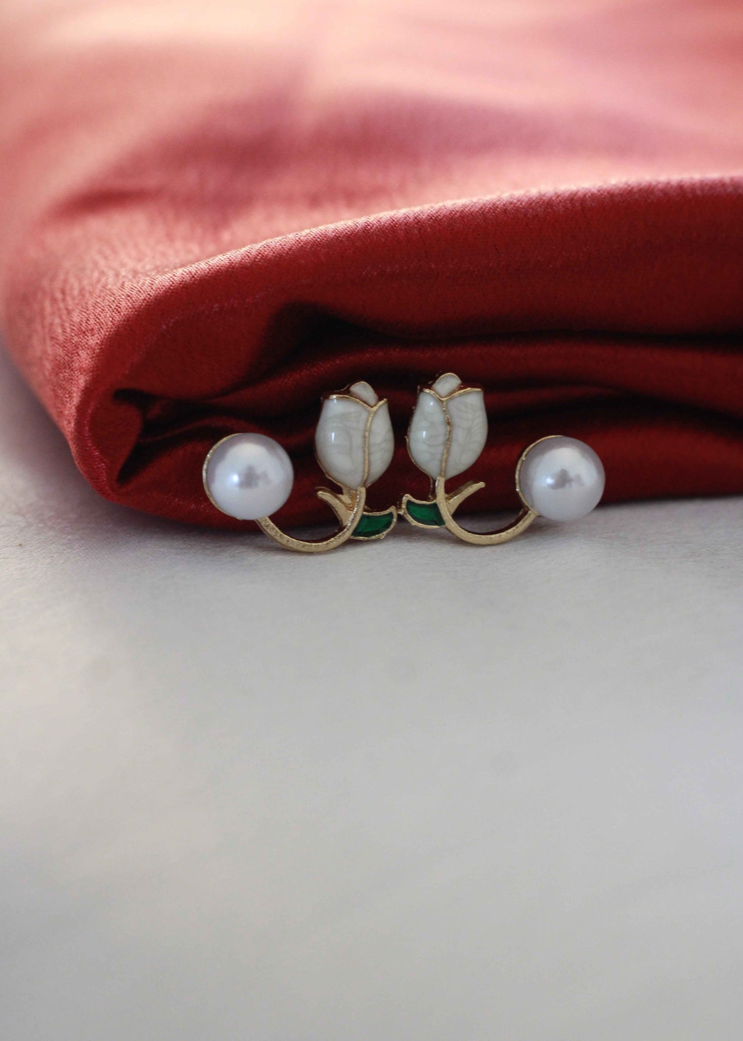 Korean Petal and Pearl Stud Earrings | FC19 | Tangamala