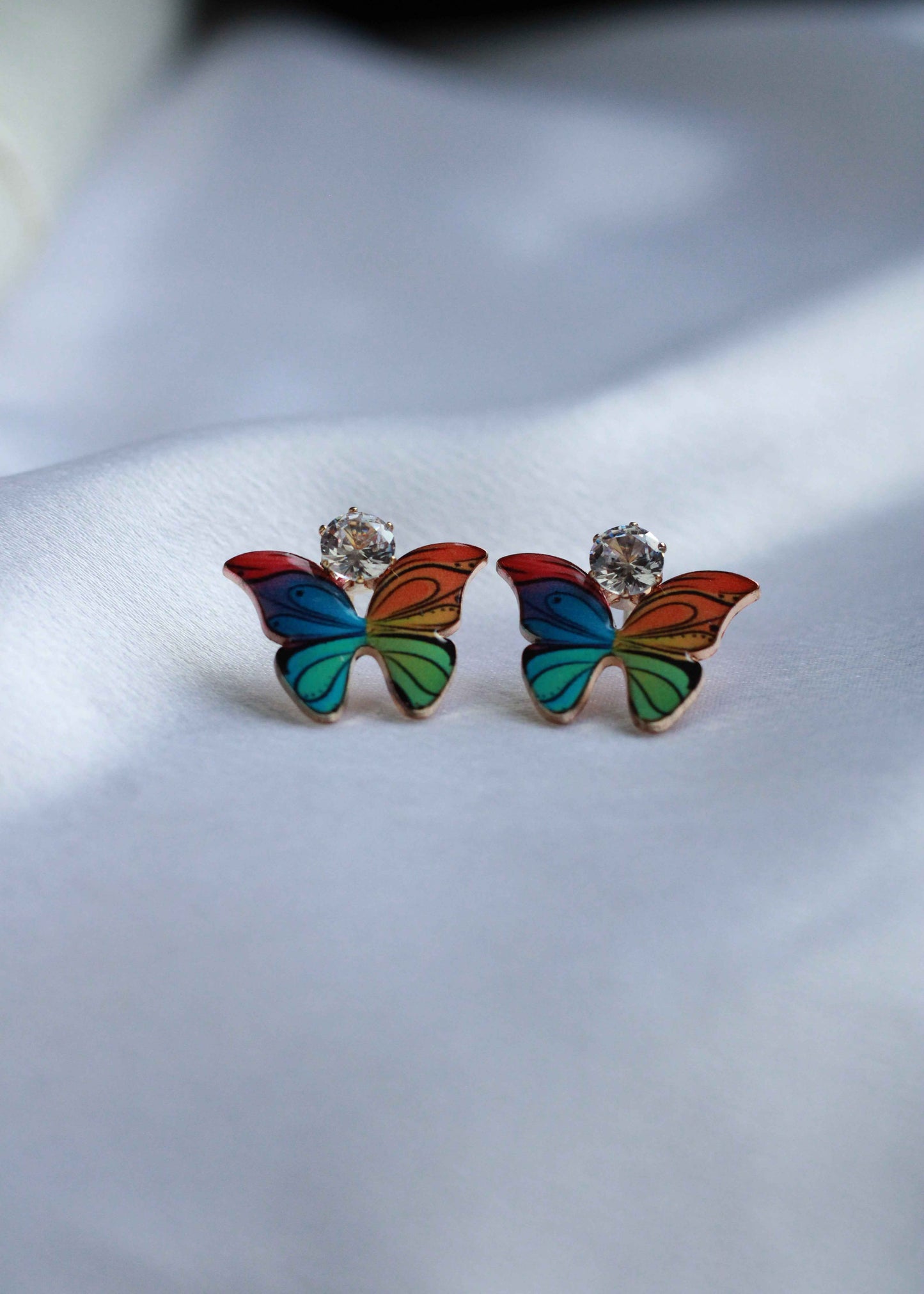 Korean Enamel Teal Butterfly Studs | FC22 | Tangamala