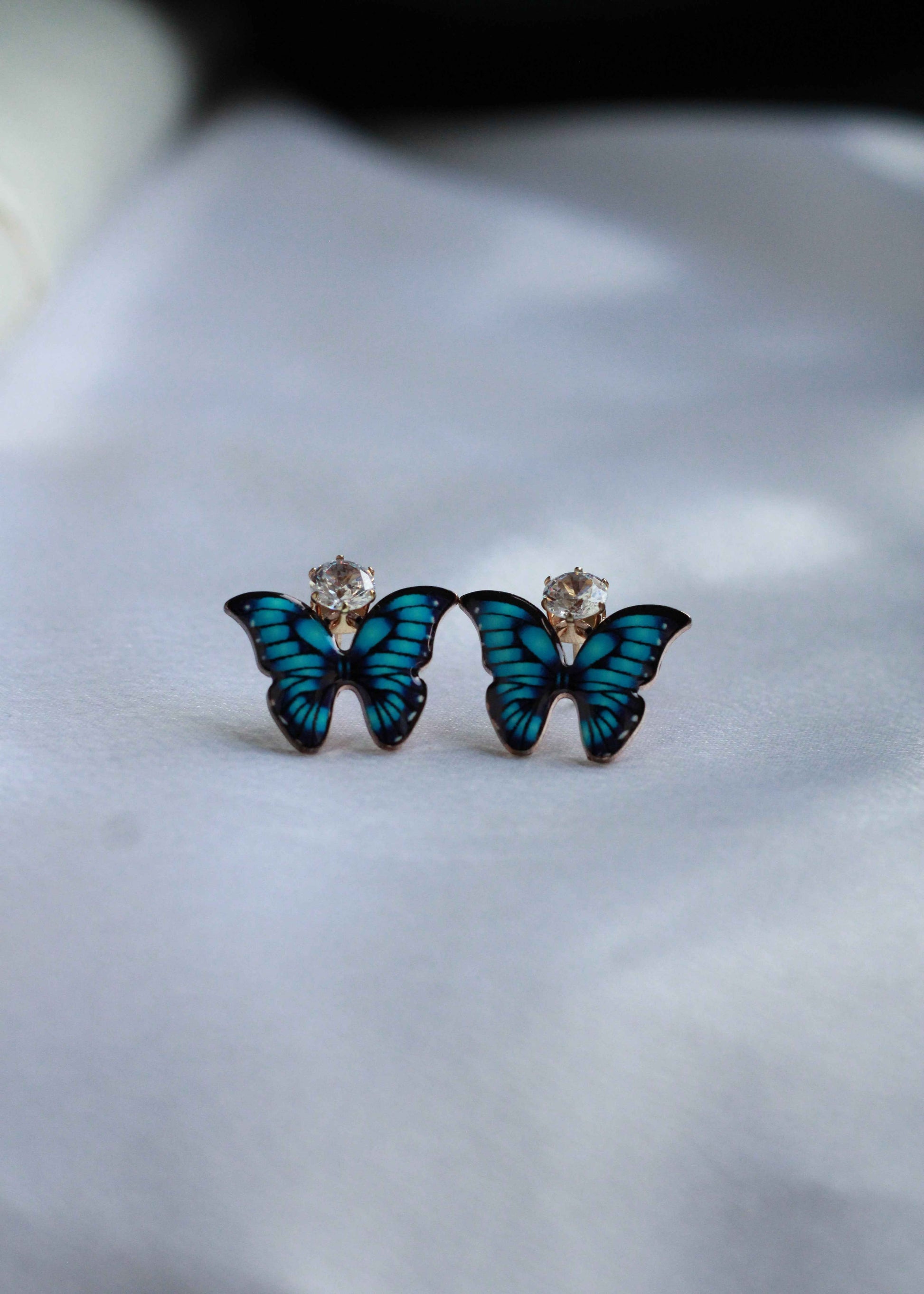 Korean Enamel Teal Butterfly Studs | FC22 | Tangamala
