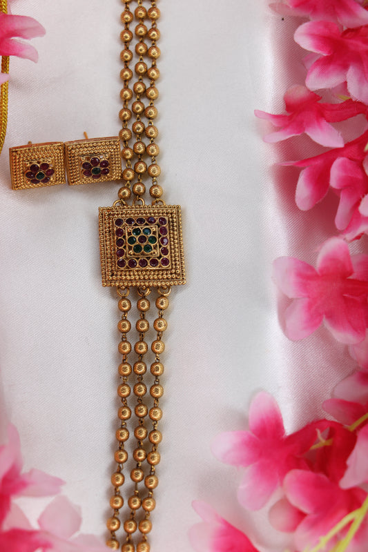 5 Line Golden Ball Choker | Traditional Choker Set | CK15 | Tangamala