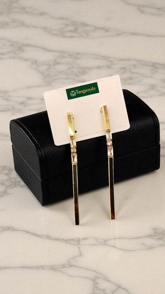 (TMAT004) Rectangular Long Bar Earrings - Tangamala Jewellery
