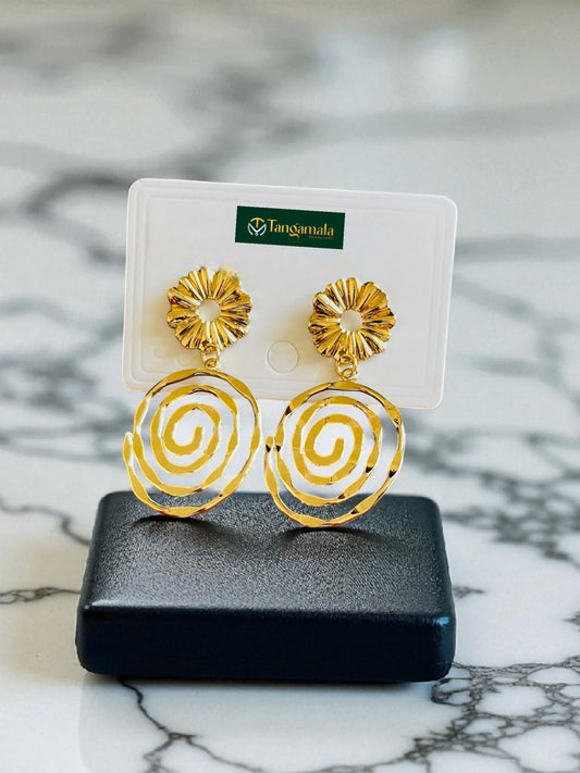 (TMAT008) Round Hollow Earrings - Tangamala Jewellery