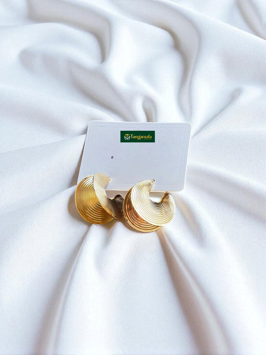 (TMAT011) Golden Hoops Earrings - Tangamala Jewellery