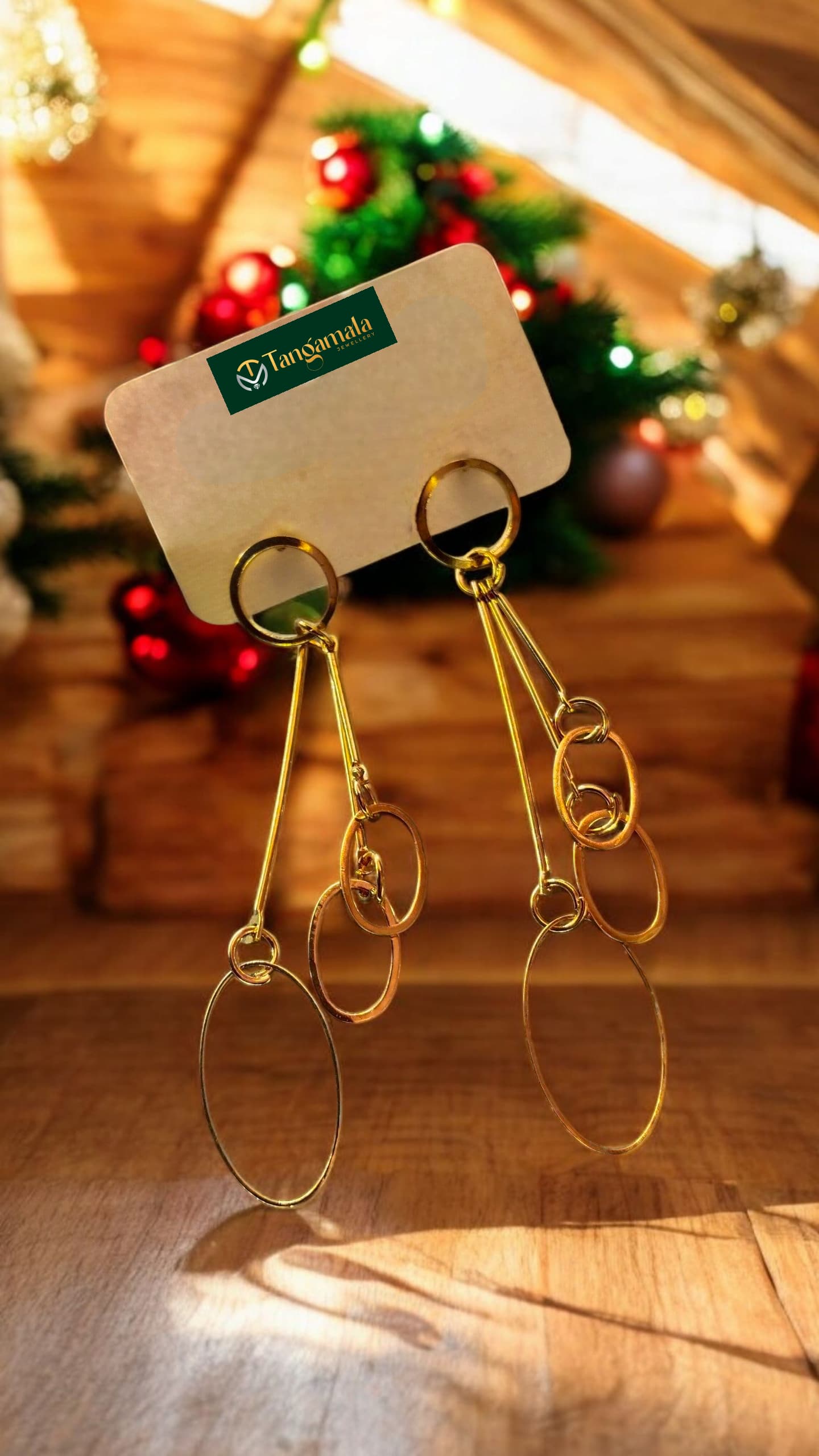 (TMAT015) Three Lyered High-Low Drop Earrings - Tangamala Jewellery