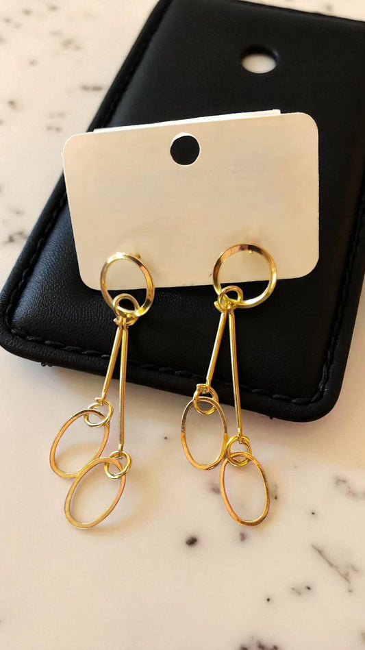 (TMAT017) Two Layered High-Low Drop Earrings - Tangamala Jewellery