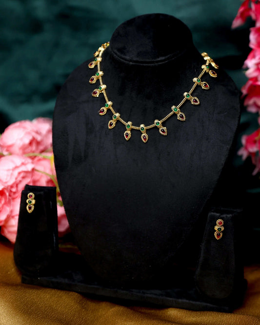 (TMCK008) Choker Stone with Earings - Tangamala Jewellery