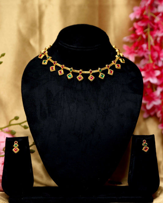 (TMCK011) Ruby Mix Color stone choker - Tangamala Jewellery
