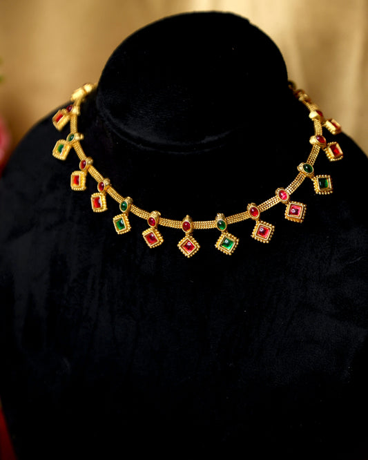 (TMCK011) Ruby Mix Color stone choker - Tangamala Jewellery