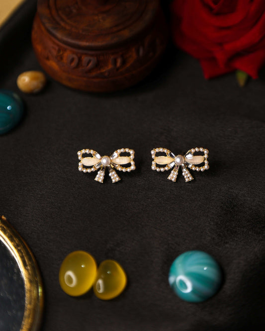 (TMFC004) Korean Butterfly Studs with Pearls - Tangamala Jewellery