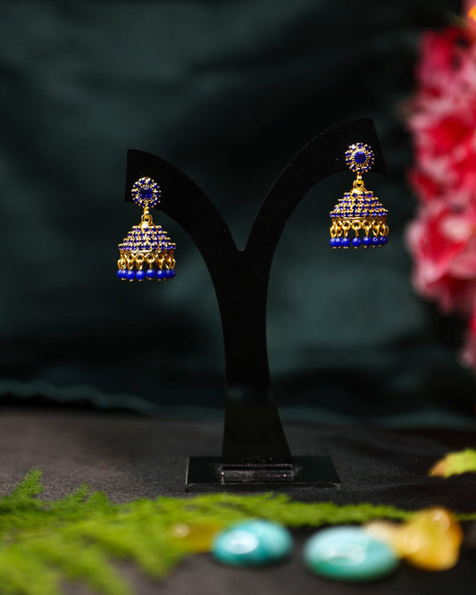 (TMFC010) Layered Stone Jhumka - Tangamala Jewellery