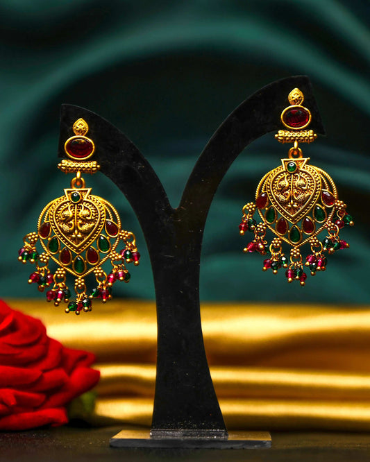 (TMHS002) Anitque Ruby Stones Earrings - Tangamala Jewellery