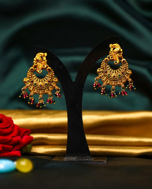 (TMHS004) Antique Ramleela Earrings With Stones - Tangamala Jewellery