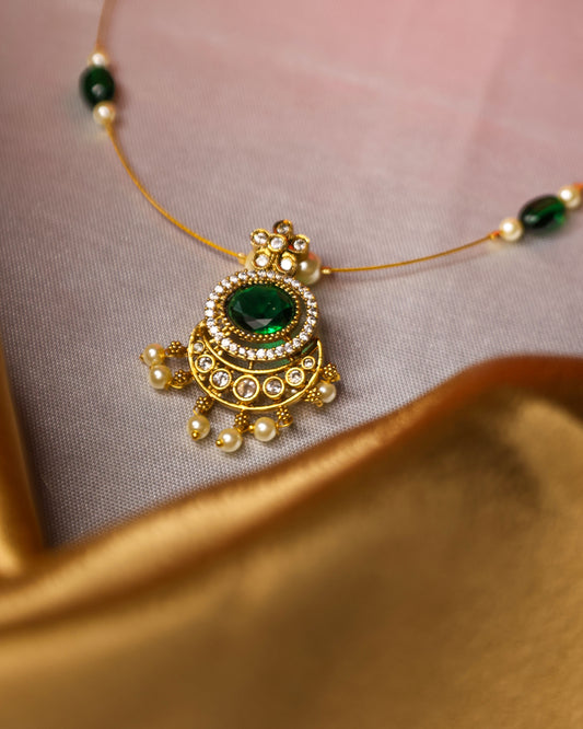 Invisible Green Ruby Stone chain set