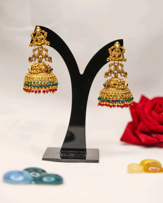 (TMJK001) Premium Antique Lekshmi Jhumka - Tangamala Jewellery